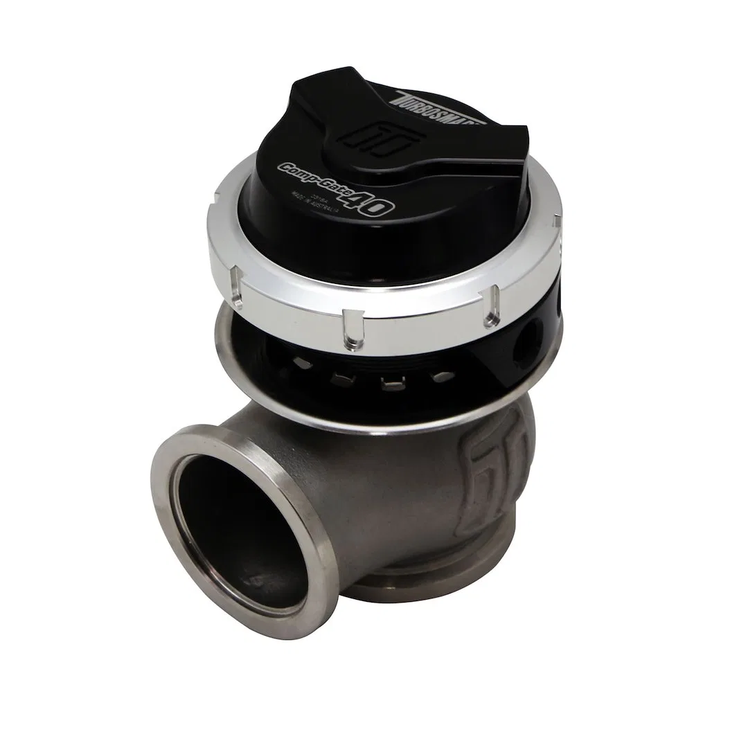 TS-0552-1012 – TURBOSMART Turbocharger Wastegate, Black 40 MM 14 PSI With Inlet and Outlet Flanges/ V-Band Clamps/ Va...